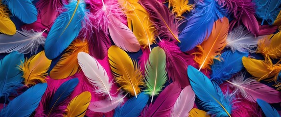 Wall Mural - Vibrant and Colorful Feather Texture Background with Copy Space Ideal for Creative Design and Text Placement