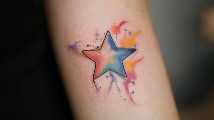 Canvas Print - Vibrant Watercolor Star Tattoo Design