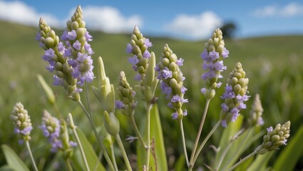 Lathyrus Pancicii blooming in a lush green meadow showcasing its delicate flowers in a postglacial relic habitat unique to the peninsula.