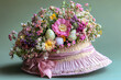 © Evhen Pylypchuk - A colorful Easter bonnet with vibrant flowers, pastel ribbons, and whimsical decorations, capturing the essence of springtime joy.
