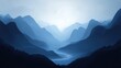 © Tom - A serene mountain landscape in varying shades of blue, creating a tranquil atmosphere. Perfect for nature lovers and calming imagery.
