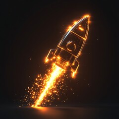 Poster - A sleek and shiny upward arrow representing launch and growth, ideal for business and technology visuals.