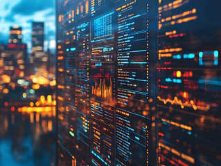 night city data streams: futuristic tech & code glow