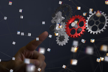 Poster - gear Technology background. Big data concept
