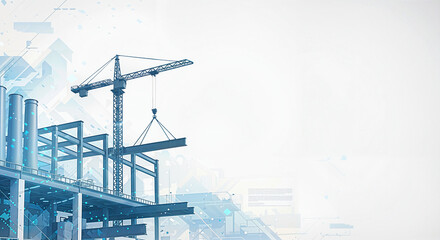 Poster - illustration of construction site on white background . Generative AI
