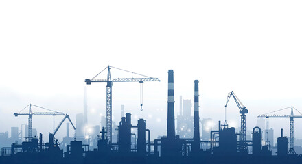 Poster - illustration of construction site on white background . Generative AI