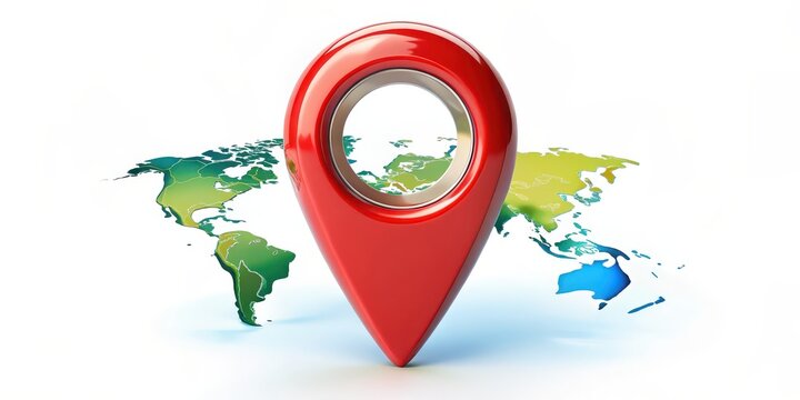 Red Map Pointer on World Map