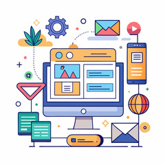 set of flat design elements