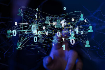 Leinwandbilder - Abstract technology group and data 3d - neural network exposure digital