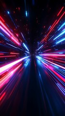 Poster - A vibrant, hyper-detailed abstract image depicting motion and light effects at high speed.