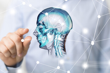 Poster - digital medical futuristic interface 3D rendering
