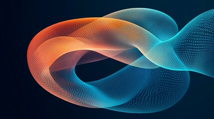 Poster - Abstract Glowing Network Symmetrical Design with Complex Geometric Pathways in Cyan and Orange