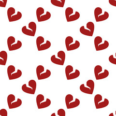 Poster - Red broken heart vector seamless pattern - Lost love and emotional distress background