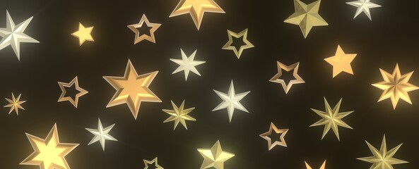 Wall Mural - Falling Christmas Star Show: Mesmeric 3D Illustration Depicting Falling Holiday Stargazing Spectacle