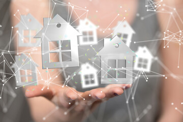 Poster - house. data Big data visualization background.Abstract technology