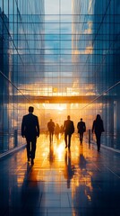 Aufkleber - Futuristic corporate walkway featuring large glass walls, ideal for modern architecture and business themes.