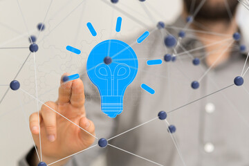 Poster - lampNeural network 3D illustration. Big data and cybersecurity