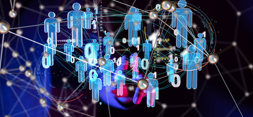Fototapete - Abstract technology group and data 3d