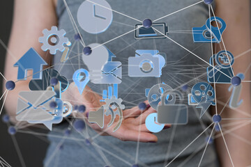 Aufkleber - Technology background. Big data concept. Binary