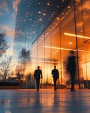 Futuristic business center featuring high glass architecture in a modern urban setting.