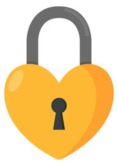 Wall Mural - Heart padlock icon isolated on white background.