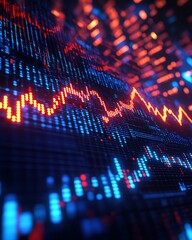 Leinwandbilder - Digital financial stock market chart featuring vibrant colors and design elements.