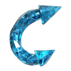 Wall Mural - Blue crystal arrow symbolizing recycling and sustainability isolated on png transparent background, cut out