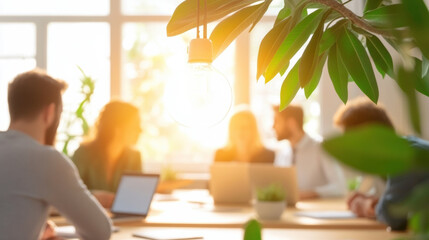 Aufkleber - group of professionals discussing renewable energy in bright office space