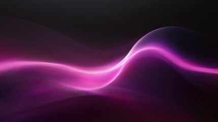 Poster - A glowing wave of soft purple and pink light stretching across a black background, creating a smooth gradient.