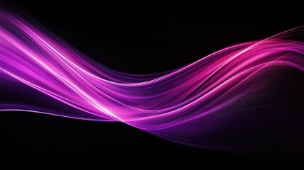 Poster - A glowing wave of soft purple and pink light stretching across a black background, creating a smooth gradient.