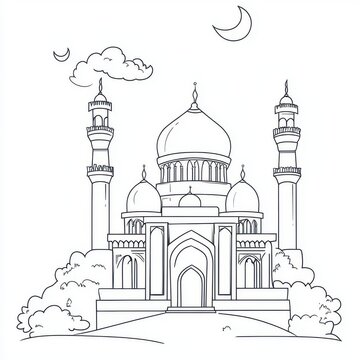 Eid themed coloring books isolated on white background.