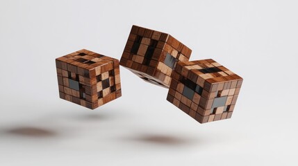 Poster - A group of floating, interconnected cubes forming an abstract digital concept.
