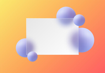 Poster - glass morphism style website landing page template. frosted glass partition with colorful floating s