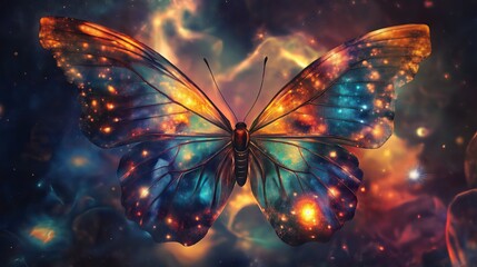 Poster - A butterfly with wings filled with cosmic patterns