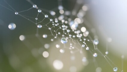 Macro Photography of Dew on Spider Web in Early Morning Light