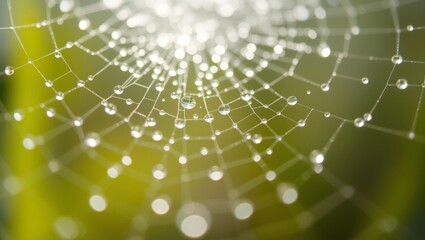 Macro Photography of Dew on Spider Web in Early Morning Light