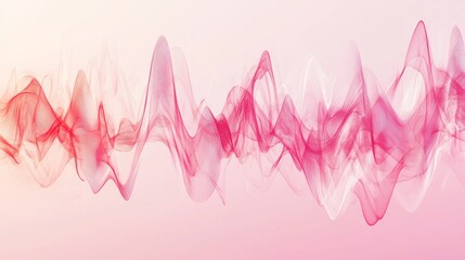 Fototapete - A digitally created visualization of heart waves pulsating in synchronization, with a gradient background transitioning from deep red to soft pink
