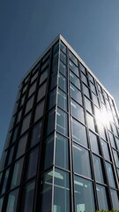 Poster - Modern glass skyscraper reflecting sunlight with architectural prowess
