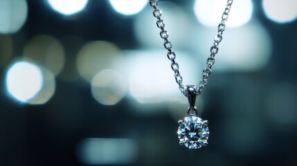 Fototapete - A macro shot of a diamond pendant catching light, with reflections dancing around it, creating a captivating and luxurious effect