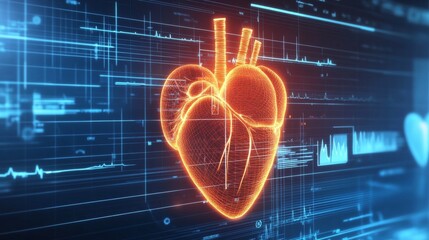 Aufkleber - A vibrant heart wave chart displayed on a digital interface, with pulsing animations that capture the attention and represent heart health