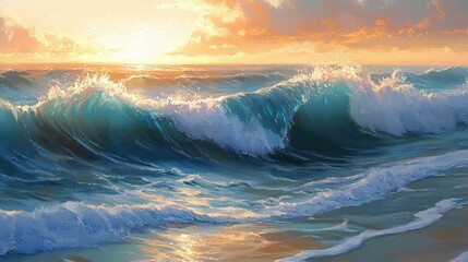 Aufkleber - Soft and gentle sea waves forming delicate ripples in the sunlight, ideal for a serene water background