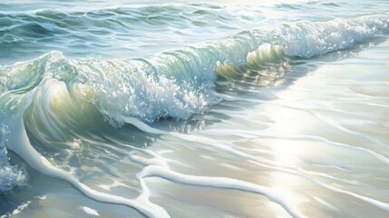 Aufkleber - Soft and gentle sea waves forming delicate ripples in the sunlight, ideal for a serene water background
