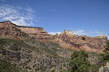 Wall Mural - Scenic view of rugged rock formations under a blue sky in Colorado National Monument