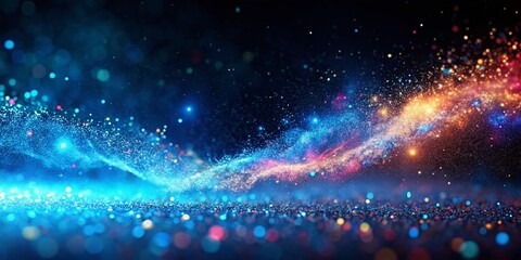 Poster - Abstract Blue Horizon: Flowing Dust and Particle Light Animation - 4K Stock Photo