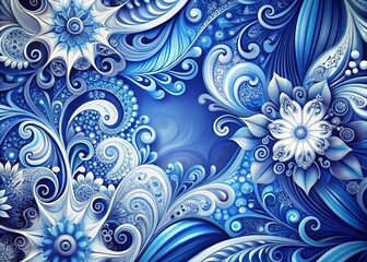 Poster - Abstract Blue White Swirl Design Background - Modern Artistic Texture