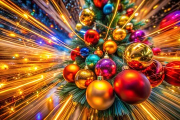 Poster - Abstract Colorful Festive Decoration: Long Exposure Shining Pattern Background Stock Photo