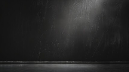 Wall Mural - a dark, empty room with a chalkboard on the wall and a beam of light shining in.
