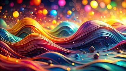 Poster - Abstract Colorful Waves: Bokeh Spectrum Flow, Warm to Cool Tones