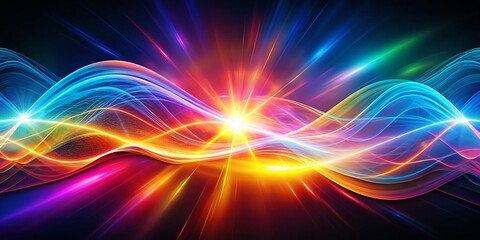 Poster - Abstract Flowing Energy Waves: Futuristic Light and Motion Background
