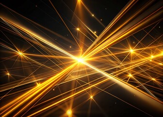 Poster - Abstract Golden Lines Light Effect Black Background Stock Photo